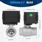 1/4" Motorized Ball Valve 5 Wire - 9-24V DC Electric Water Valve, Full Port Automatic Ball Valve, Compatible with Indicator Lights for Open/Closed Position, Stainless Steel, IP67 - Image 3