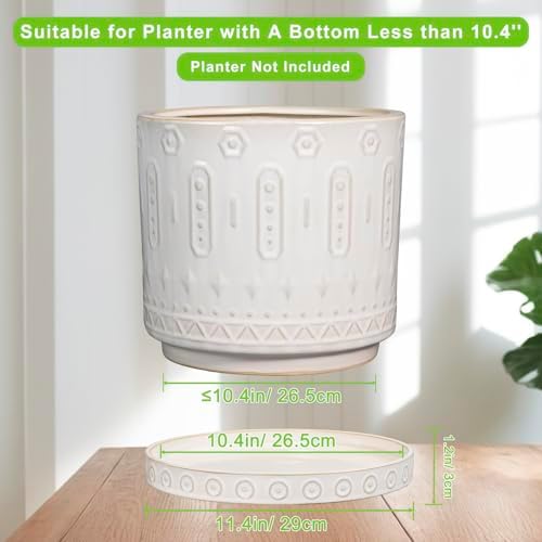 Eightpot Plant Saucer for Indoors - Ceramic Plant Saucer for Outdoors 11.4 Inch Plant Water Catcher Tray Plant Pot Saucer Plant Drip Tray Drainage Large Plant Plates to Catch Water, Cream White - Image 3
