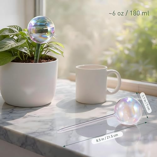 Soilagua Rainbow Plant Watering Globes, Extra-Thick Glass, 6 Pack - Image 3