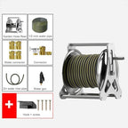 Heavy Duty Metal Water Hose Reel, Wall Mount & Floor Stand Garden Hose Storage Holder Winder, Outdoor Manual Reel with Brass Fitting, Hose Reel Organizer for Car Wash/Yard Watering - Image 2