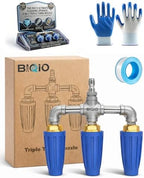 Pressure Washer Nozzle Turbo Accessories Triple Hydro Blast Power Dual Rotating Jet for Garden Hose Washing Tip High Wash Attachments Spray Kit Powerwasher Car 4400 Psi Set 1/4'' Quick (Blue) by Unknown