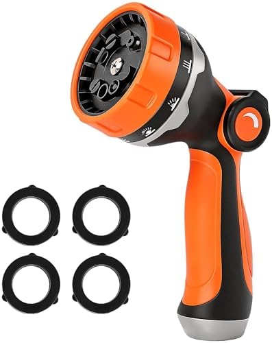 Hose Nozzle with 10 Spray Patterns, Thumb Control High, Pressure Garden Hose Nozzle for Car Washing, Watering Plants and Lawns by Unknown