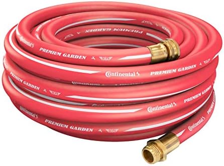 Continental Premium Garden Red Heavy Duty Hot Water Garden Hose, 5/8in Inside Diameter x 100ft Length, Male x Female Garden Hose Thread by Continental
