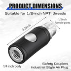 4 Pack 1/2 Male NPT Industrial Safety Air Coupler Set - Image 2