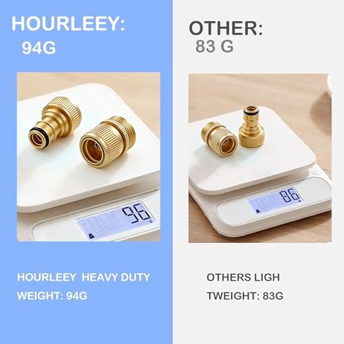 Hourleey Garden Hose Quick Connect, 8 Set Solid Brass 3/4 Inch GHT Thread Garden Hose Quick Connect Fittings, No-Leak Male and Female Water Hose Quick Release Connectors - Image 3