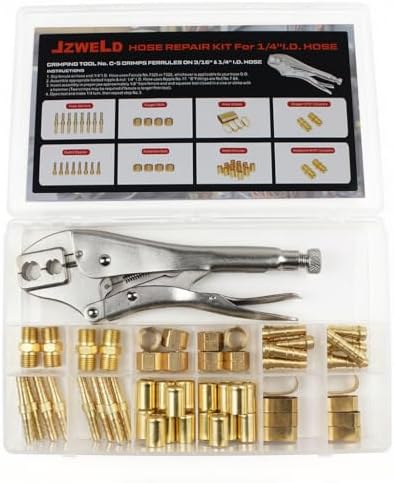 1/4"I.D. Torch Hose Repair Kit, Oxygen Acetylene Hose Repair Kit, Air Hose Crimper Tool - Image 2