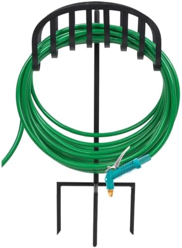 Garden Water Hose Holder Stand With Ground Stakes, Black Freestanding Storage Rack, Holds Up To 125 Ft 5/8 Inch For Backyard, Lawn And Patio Organization - Image 7