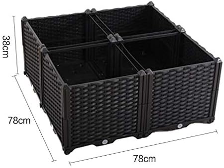 Hershii Square Gardening Raised Bed Kits DIY Plant Growing Container Plastic Vegetables Herbs Flowers Large Deepened Planter Box for Balcony, Patio, Yard - Black - 30.7 X 30.7 X 14.96 Inches - Image 2
