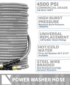 Pressure Washer Hose 150FT 3/8 ID Steel Wire Braided Swivel Quick Connector - Image 2
