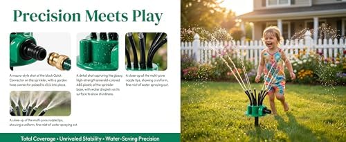 360° Coverage Precision Garden Irrigation Sprinkler, Multiple Sprinklers on One Hose, Multi Directional Lawn Sprinkler for Yard & Roof Cooling Wateringgarden Sprinkler (3) - Image 3