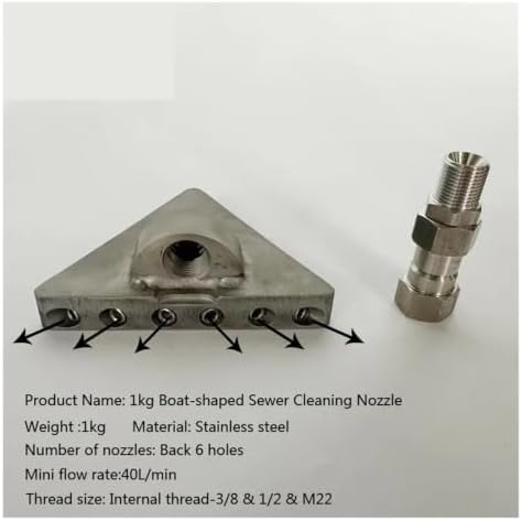 Six Rear Ceramic Nozzle, Lightweight 1kg Steel, High-Output Sludge Descaler - Image 3