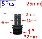 Generic 5pcs 1/2" 3/4" Male Connector To Barb 16mm 20mm 25mm PE Hose Elbow Adapter Garden Irrigation Drip Irrigation System(Grey) - Image 2