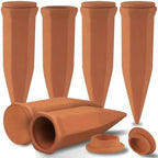 Terracotta Watering Spikes 6 Pack with Lids for Indoor Outdoor by Unknown