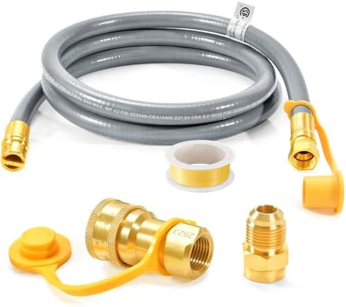 GasSaf 6 FT 1/2" ID Natural Gas Grill Hose with Quick Connect Fitting by GasSaf