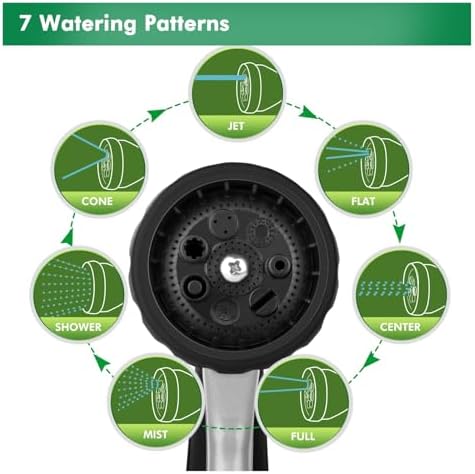 Pressure Metal Water Nozzle Sprayer With 7 Spray Patterns Heavy Duty Garden Water For Watering Plants Washing Cars&Pets Nozzles - Image 6