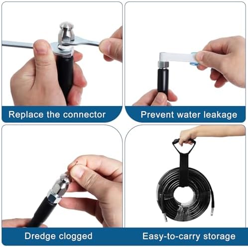 150FT 1/4-In Sewer Jetter Kit, 5800 PSI Pressure Washer Drain Cleaner Hose - Image 6
