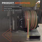 Manual Twin Welding Hose Reel Holds 100 ft of 3/8" or 1/4" Gas Hose,Universal Mounting Bracket for Wall, Ceiling or Cart (Hose Not Included) - Image 5