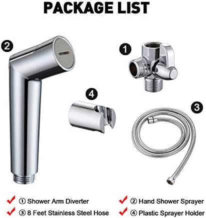 SUMERAIN Pet Shower Sprayer, Dog Shower Attachment with Solid Brass Diverter, Flow regulating Sprayer, 8 Feet Extra Long Hose, Chrome Finish - Image 6