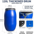 Food Grade Plastic Drum Shipping Barrels Air Tight Water Barrel with Lock Ring Rain Water Collection Barrel 30 50 60 65 100 120 160 200L for Garden Basement Fermentation Storage(120L) - Image 2
