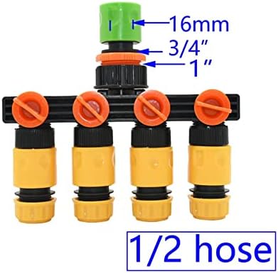 Xiaohu Hose Connector Adapter Female 1/2" 3/4" 1" Turn 1/2 3/4 Hose 4 Way Garden Faucet Hose Manifold 16MM 20MM Shunt Four-Outlet Irrigation Valve (Color : 1I2 Hose x B) - Image 2