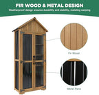 Ketive Outdoor Storage Cabinet, Wood & Metal Storage Shed with Weather-Resistant Roof, Adjustable Shelf, Lockable Doors & Adjustable Feet, for Garden, Patio, Backyard, 27.5" x 13" x 67" - Image 3