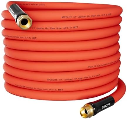SPECILITE 3/4" x 50FT Hot/Cold Rubber Garden Water Hose, -50℉-190℉, Red by SPECILITE