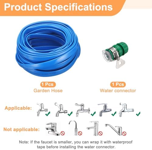 HARFINGTON Garden Hose 65ft Durable TPE Anti-Kink Water Hose Non-Expanding Flexible Yard Hose with Universal Water Connector Fittings for Outdoor Watering Cleaning House Car Wash, Blue - Image 3
