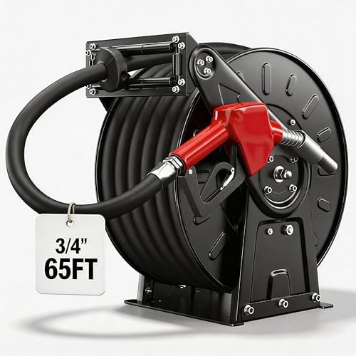 SILVEL 3/4" Diesel Fuel Hose Reel 65 ft Retractable Spring Rewind by SILVEL