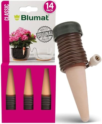 Blumat Classic Self-Watering Stakes - Prevents Overwatering and Underwatering for Healthy Growth While You are Away - Ideal for Indoor Plant Watering, 14 Pack, w/o Adapter by BlumatWateringSystems