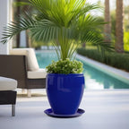 Plant Pot Saucer 12 inch - Ceramic Plant Saucers for Indoors Outdoors Plant Drip Tray for Pots Plant Dish to Catch Water Large Flower Pot Saucer for Water Drainage Blue - Image 5