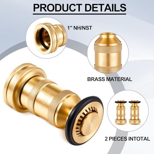 Shimeyao 1" NH/NST 2 Pcs Fire Hose Nozzle Brass Adjustable Jet Fog - Image 3