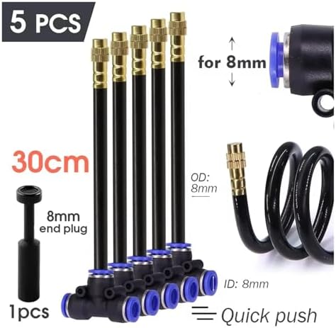 Irrigation System forgarden 20/30/50cm Garden 360° Free-Bend Brass Misting Nozzle for 6/8/10/12mm PE Hose Adjustable Atomization Sprayer Garden Sprinkler(30cm Nozzle for 8mm) - Image 2