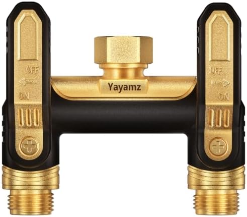 Garden Hose Splitter 2 Way, Heavy Duty Metal Water Spigot Splitter by Yayamz