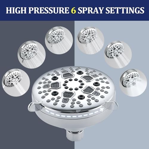 Chrome Shower System with High Pressure 6-Spray Rain Shower Head, 360° Rotatable Anti-Clog Silicone Nozzles, Wall-Mounted Shower Faucet Set, Rustproof ABS for Bathroom Upgrade - Image 3