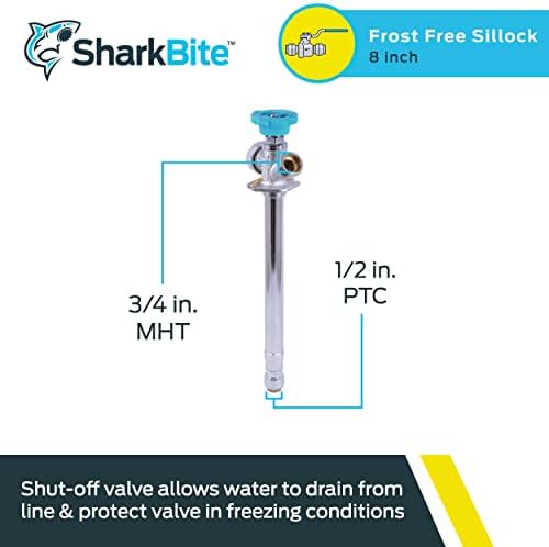 SharkBite 8 Brass Push Frostfree Sillcock, Chrome/Blue - Image 2