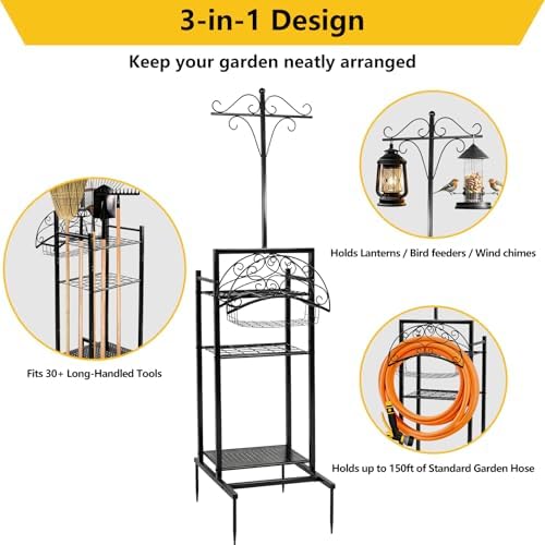 3-in-1 Garden Hose Holder with Tool Organizer - Image 3