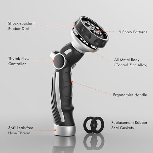 RESTMO Hose Nozzle Heavy Duty, Metal Water Hose Sprayer for Garden - Image 2