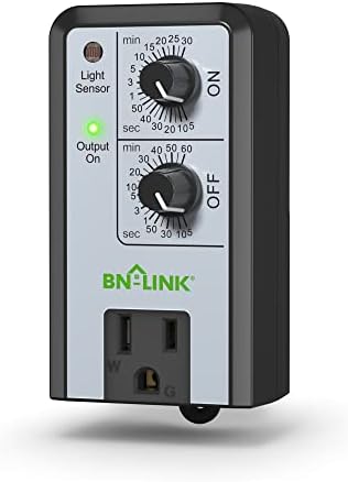 BN-LINK Short Period Repeat Cycle Intermittent Timer, Interval Timer - Day, Night, or 24 Hour Operation, Photocell Light Sensor Dusk to Dawn for Hydroponics Aquaponics Aeroponics by BN-LINK