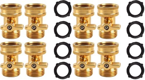 Xiny Tool Brass Garden Hose Shut Off Valve, 8 Pack Heavy Duty 3/4 Inch Solid Brass Garden Hose Shut Off Valve with 4 Extra Rubber Washers by XinyTool