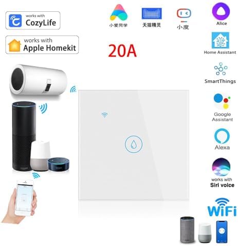 Homekit Smart Water Heater Switch,Glass Touch Panel,Works with Homekit, Neutral line Needed,EU 20A - Image 2