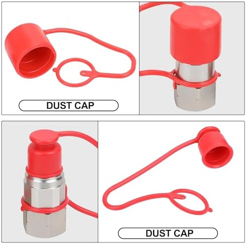 3/4’’ NPT Skid Steer Hydraulic Couplers, Bobcat Flat Face Quick Connect Fittings with 2PCS Dust Covers - Image 5