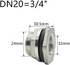 Hose Connector BSP Female Thread 304 Stainless Steel Pipe Fitting Coupler Water Tank Hole Drain, for Home Garden Hose Connectors Adapter Fitting(DN20) - Image 2