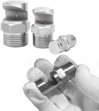 304 Stainless Steel Cleaning Nozzle Wide Angle Fan Nozzle High Pressure Cleaning Nozzle Flood Jet Flat Fan Nozzle 1/8, 1/4, 3/8, 1/2 inch BSP 3/8 wide angle fan nozzle （Hole diameter 4.6mm） 5pcs by Unknown