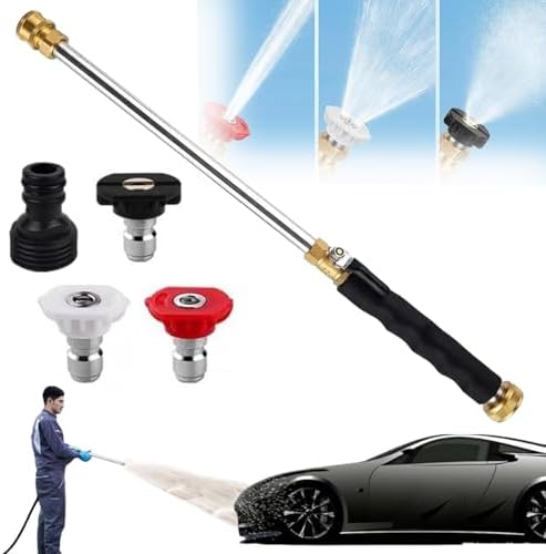High Pressure Power Washer Wand for Garden Hose - 2026 Upgraded Water Jet Nozzle with 3 Spray Tips, Heavy Duty Brass Connector for Car Wash, Patio, Driveway, and Deck Cleaning (2pcs) by Unknown