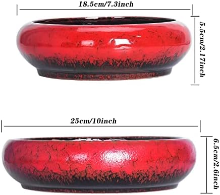 ARTKETTY Succulent Pots with Drainage Trays Set of 2, Ceramic Planters - Image 5