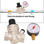 Adjustable Water Pressure Regulator with Meter Brass RV Pressure Reducer for Gardens Plumbing Systems RVs Travel Trailers (DN15) - Image 6