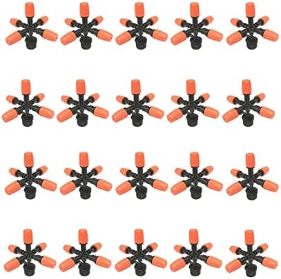 Gardening Irrigation Dripper 20 Pieces of Five-Fog Cooling Nozzle Micro-Irrigation System Garden Greenhouse Adjustable Sprinkler with 1/2 Inch Connector IT096 (Color : 20PCS) by Unknown