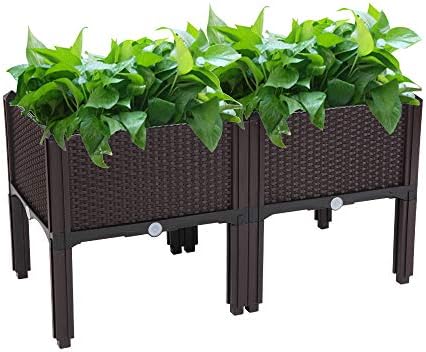 Set of 2 Raised Garden Bed for Vegetables Elevated Planter Box with Legs Outdoor Patio Flower Herb Container Gardening by Unknown