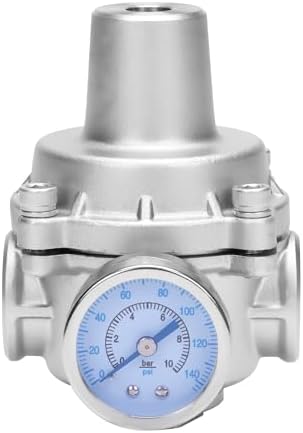 Pressure Regulator Water Valve - 3/4" NPT Female Stainless Steel 304 Pressure Reducer with Gauge, Adjustable Lead-Free Valve For RV, Garden, Air. by DERPIPE