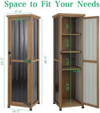 Tall Outdoor Storage Cabinet, Weatherproof Wooden Garden Potting Bench with Metal Top & Adjustable Shelves, Outdoor Patio Cabinets Work Station for Balcony, Pool, Garage - Image 4
